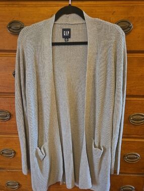 GAP Light Gray Open-Front Ribbed Cardigan